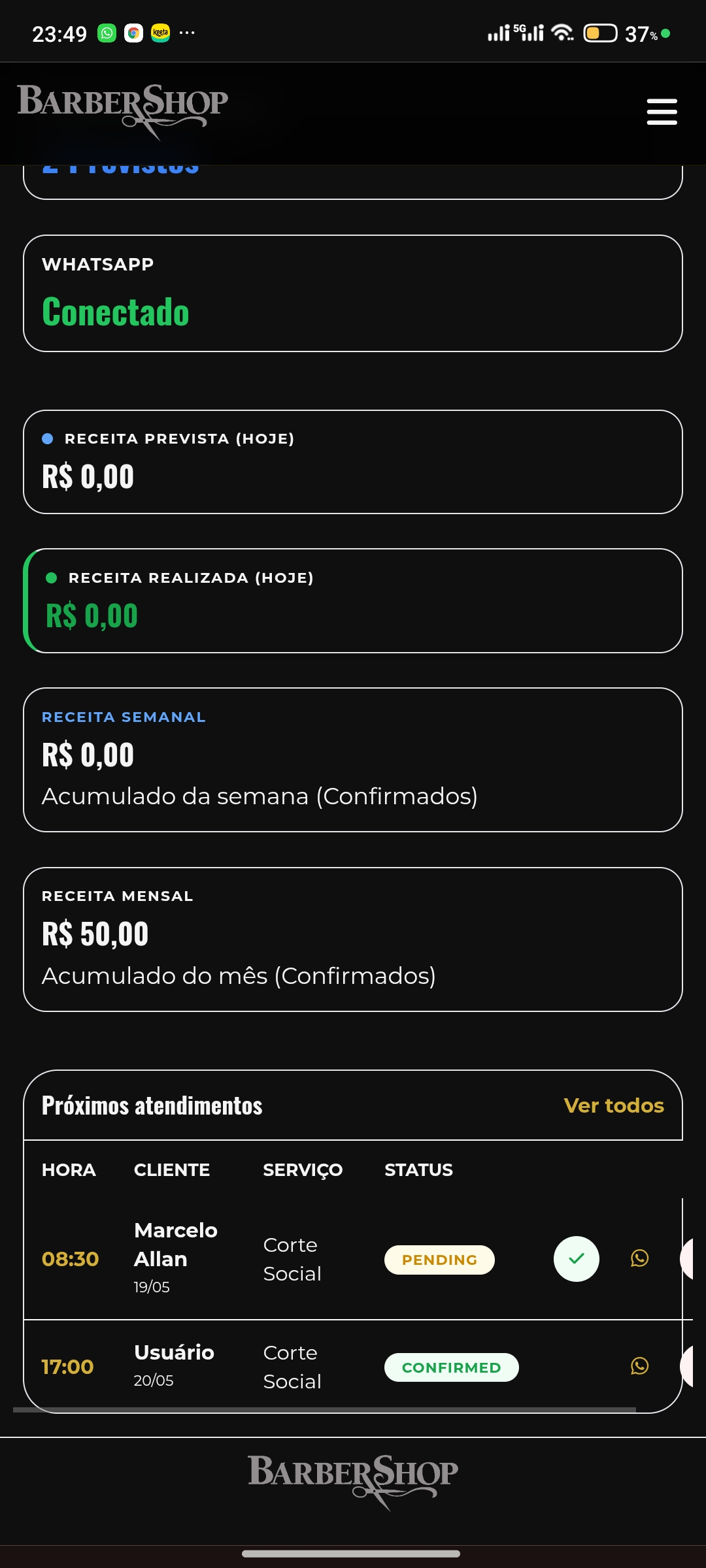 Tela do sistema
